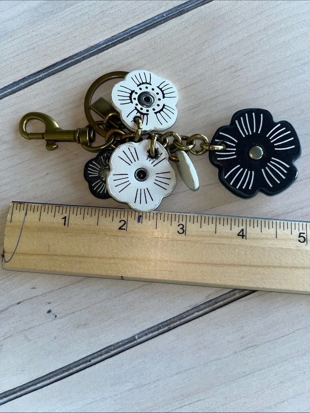 Black & White Floral Keychain Charm